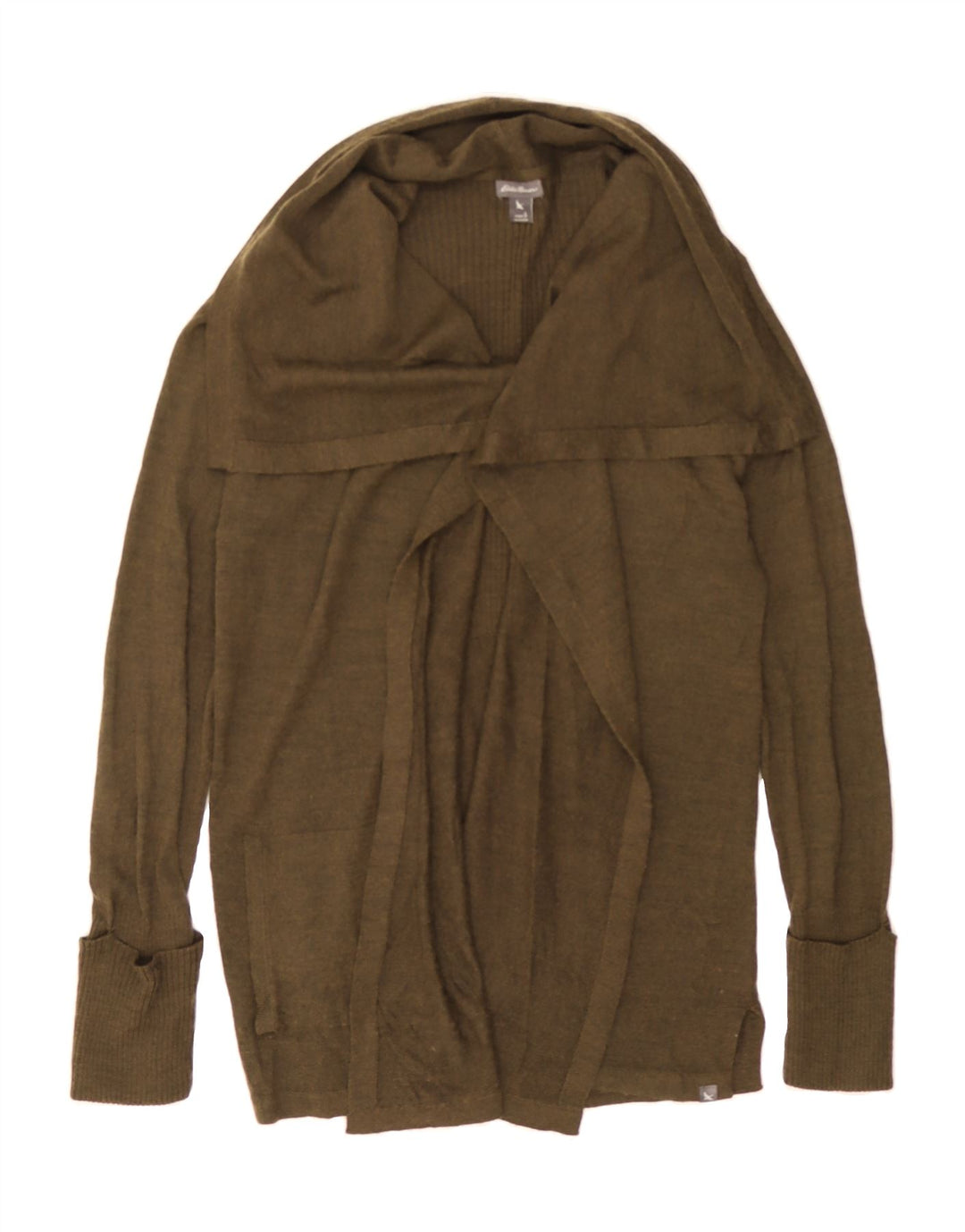 EDDIE BAUER Womens Open Cardigan Sweater UK 10 Small Khaki Acrylic Vintage Eddie Bauer and Second-Hand Eddie Bauer from Messina Hembry 