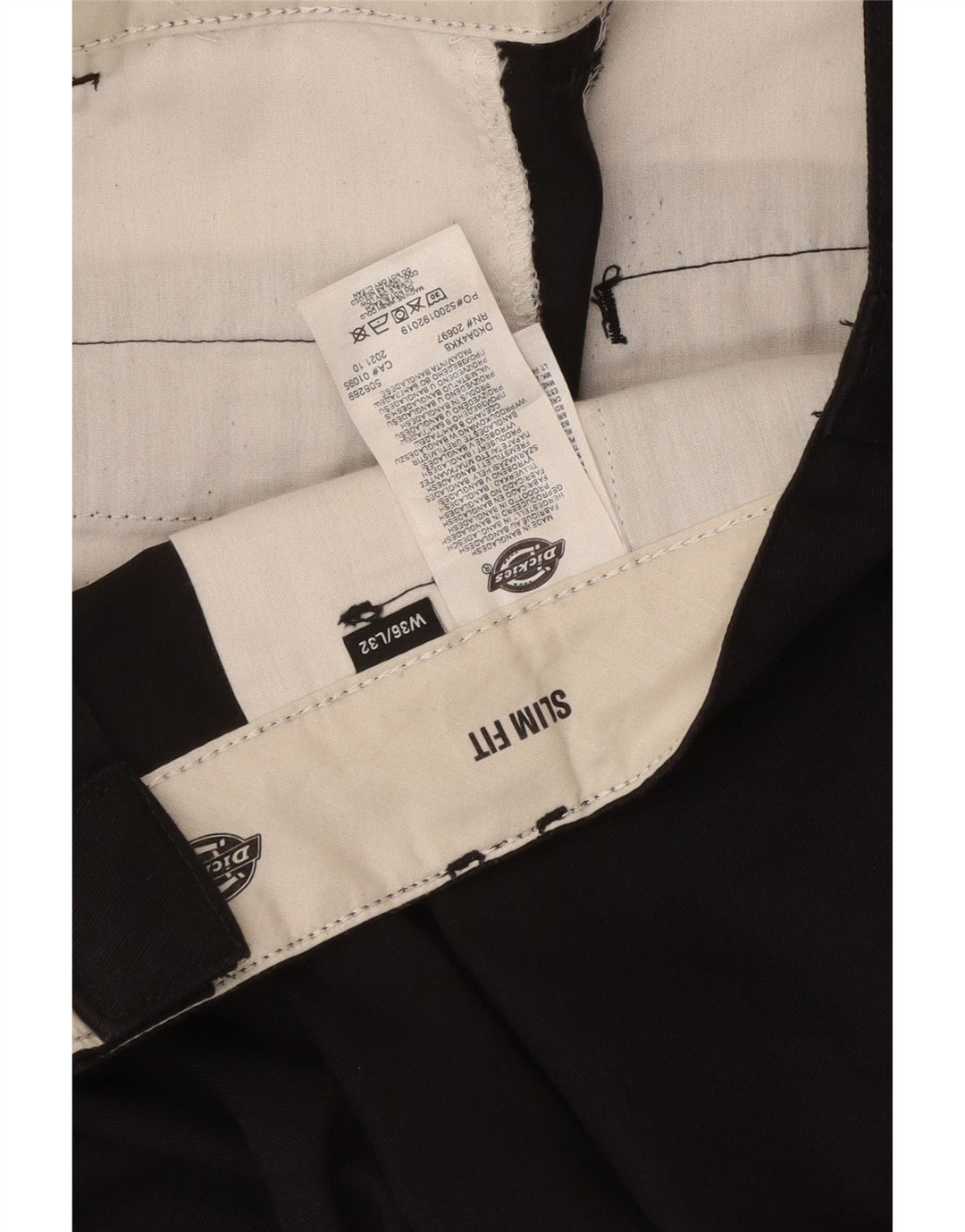 Pantaloni chino slim fit da uomo Dickies W36 L32 poliestere nero