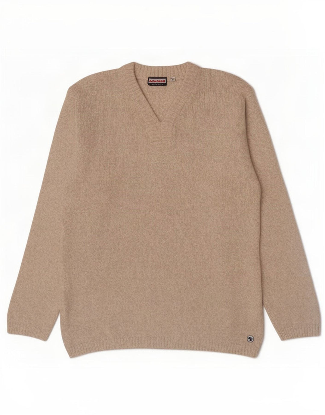 Maglione da uomo con scollo a V Invicta in cotone beige medio