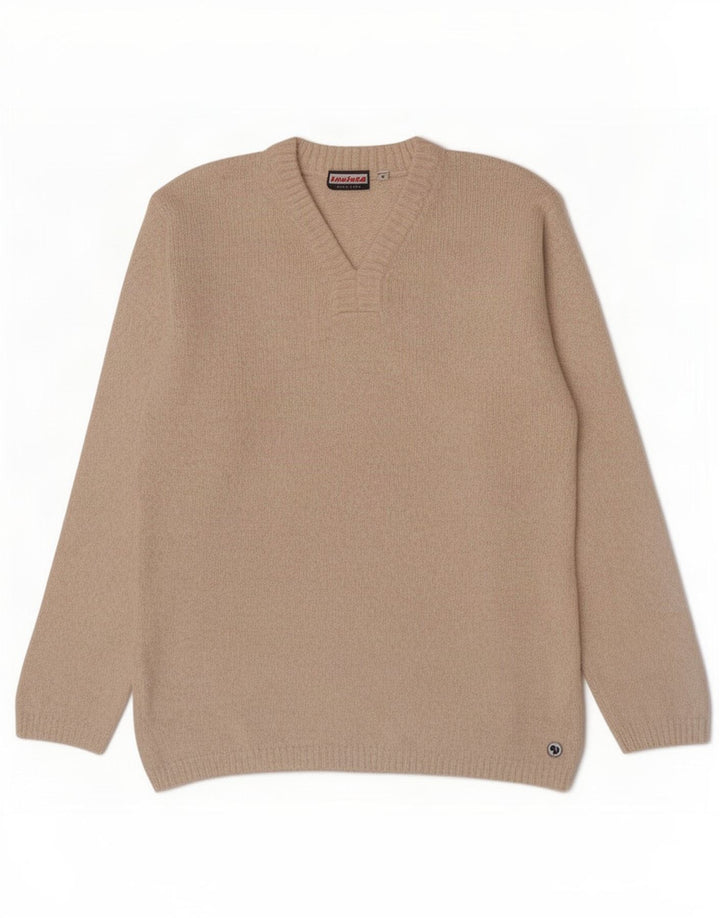 Maglione da uomo con scollo a V Invicta in cotone beige medio