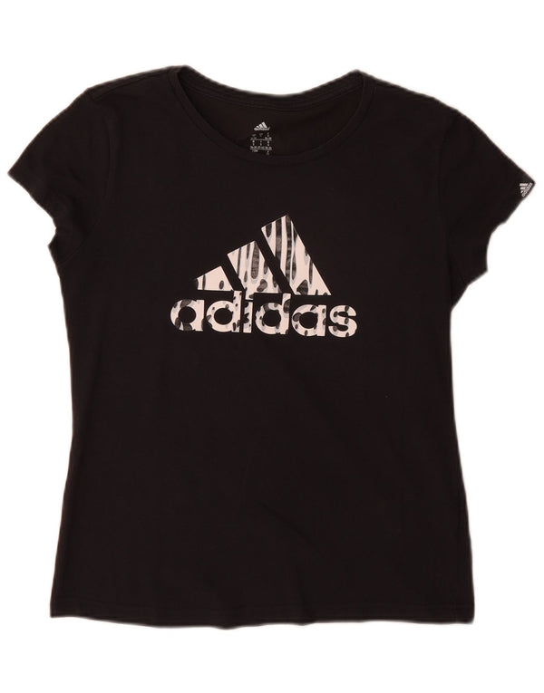 T-shirt grafica da donna Adidas Top UK 8/10 piccola in cotone nero