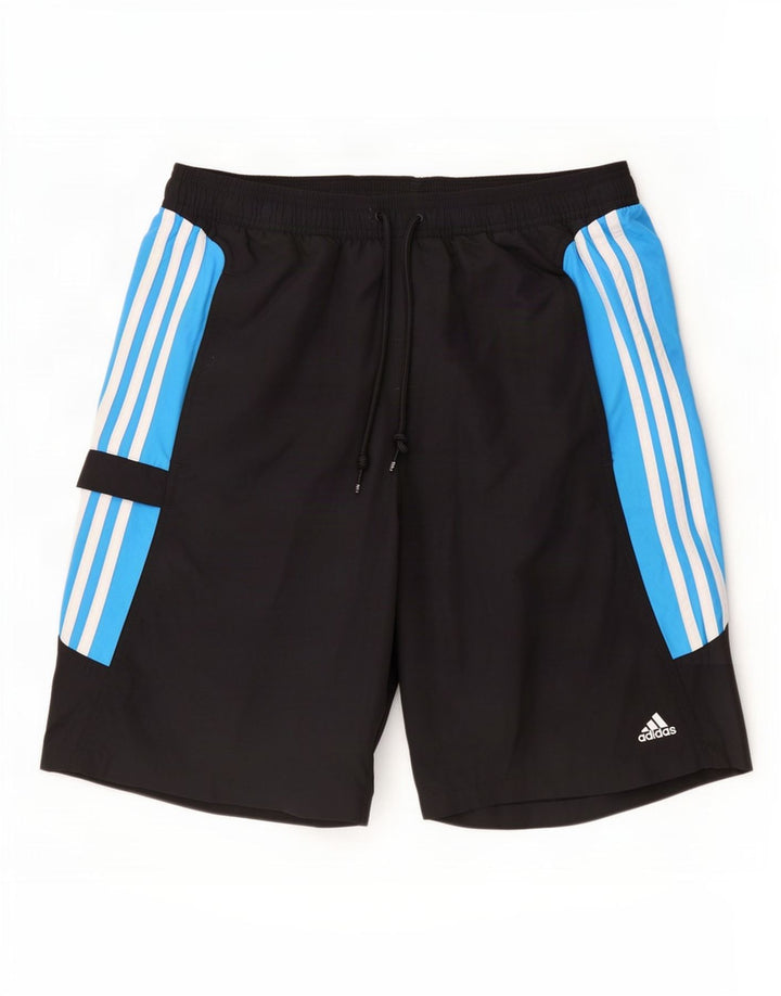 Pantaloncini da bagno da uomo Adidas Large neri in poliestere color block