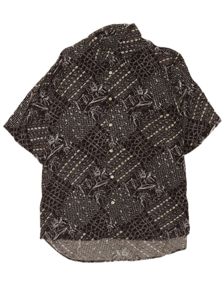 Camicia vintage da uomo a maniche corte patchwork nero medio