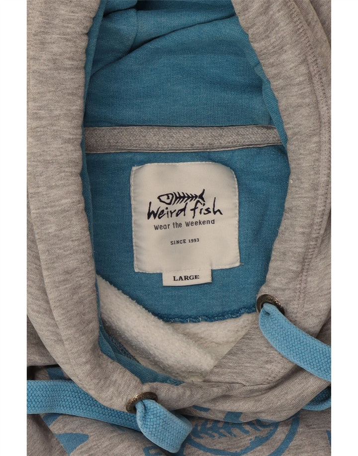 Maglione con cappuccio grafico da uomo Weird Fish grande grigio chiazzato