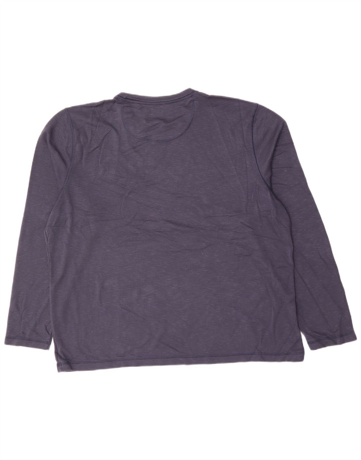 ORVIS Top da uomo a maniche lunghe 2XL Rayon screziato blu navy