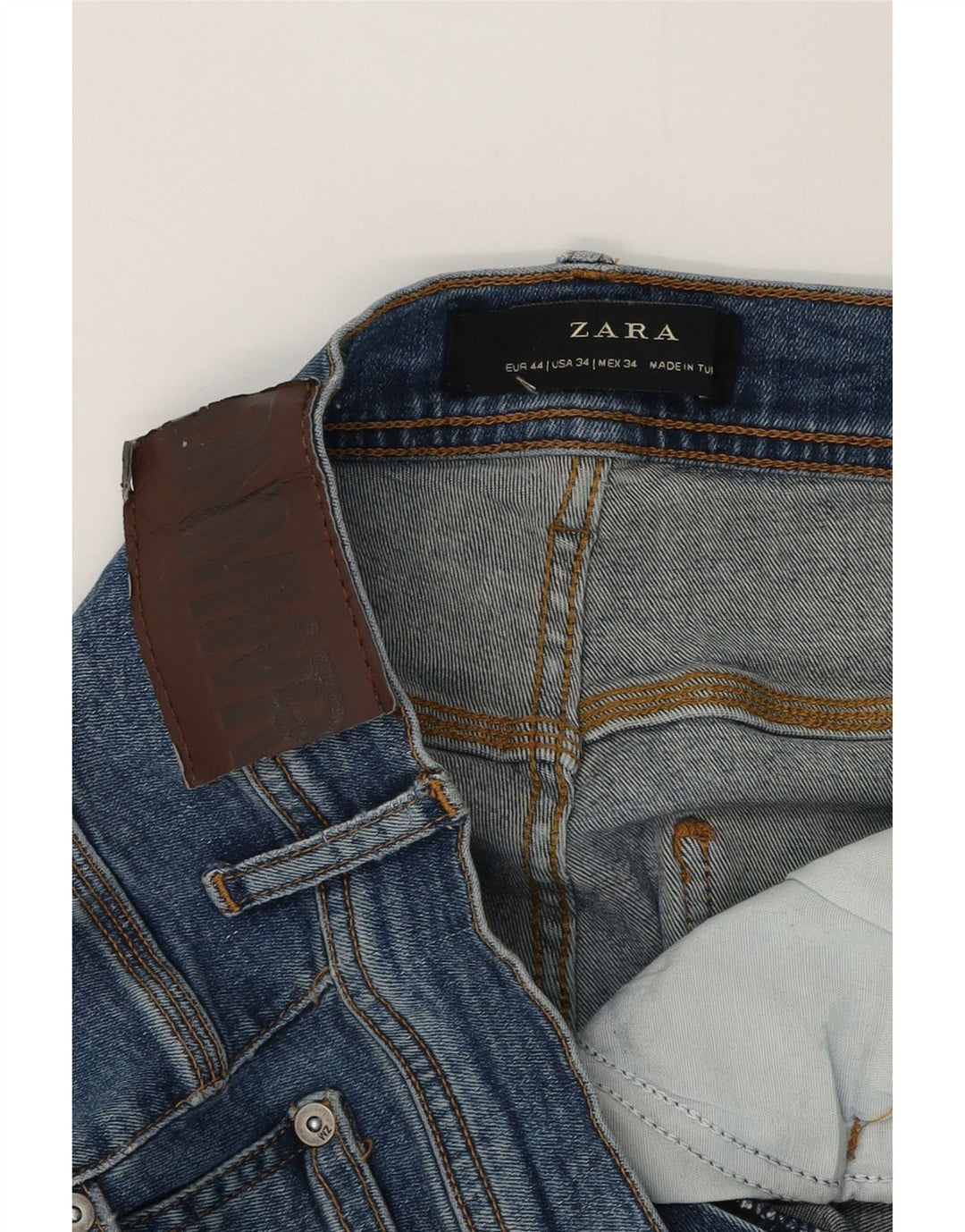 Jeans skinny da uomo Zara EU 44 Large W34 L27 Cotone patchwork blu