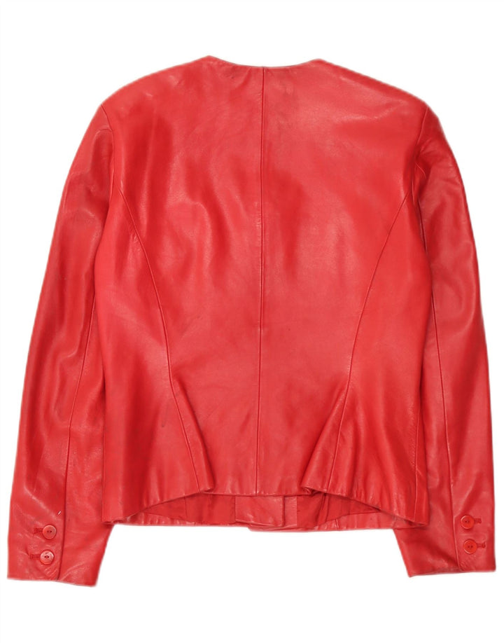 Marc Cain Giacca Blazer in Pelle da Donna a 4 Bottoni US Small Rossa