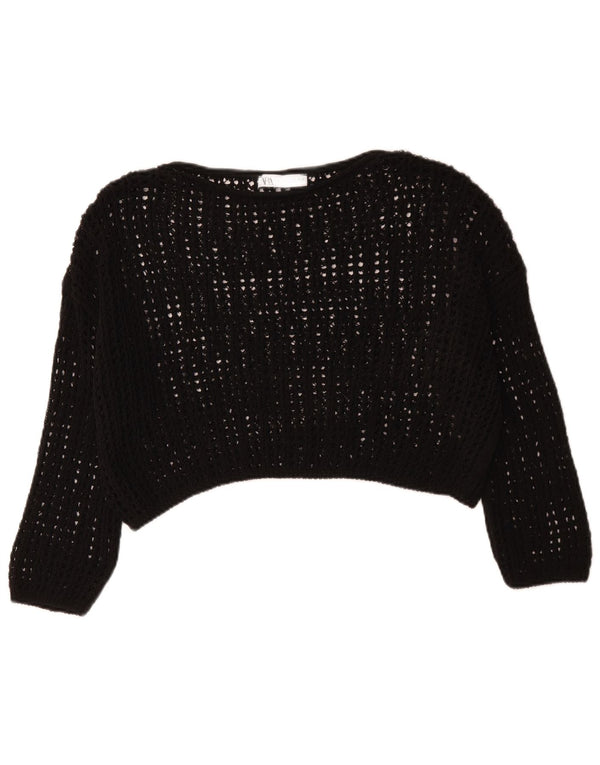 Maglione ZARA da donna oversize con scollo a barca oversize UK 10 piccolo nero