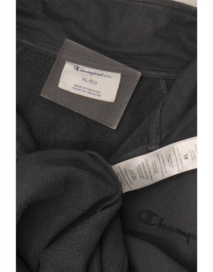 Felpa Champion da uomo con zip e collo, maglione XL, cotone grigio