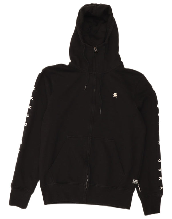 Maglione con cappuccio e zip grafica da uomo G-Star piccolo in cotone nero
