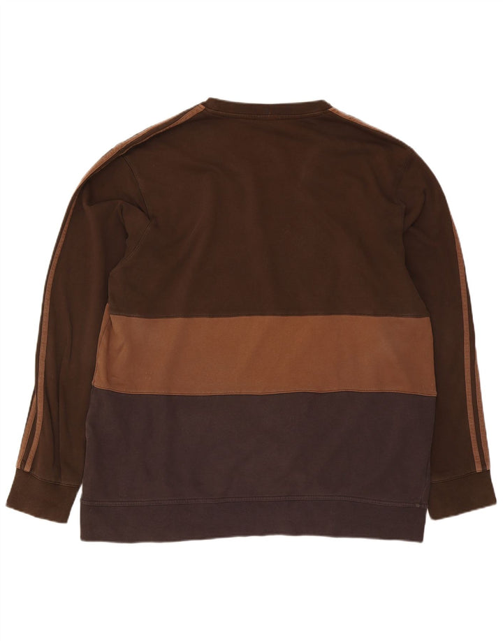 Felpa da uomo Adidas Jumper 2XL Cotone color block marrone
