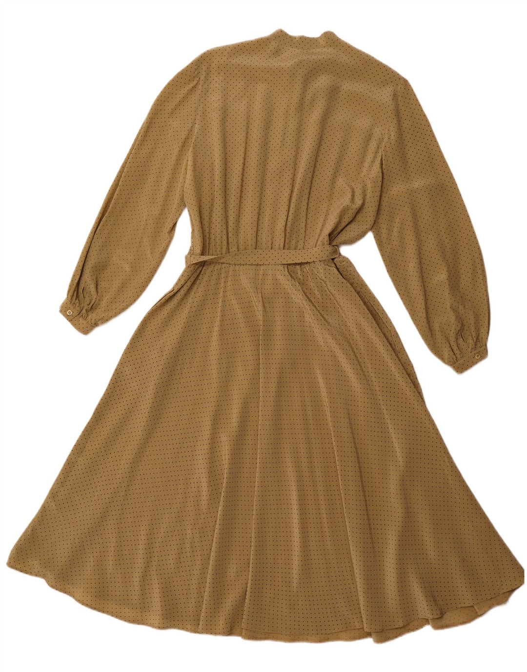 Abito lungo da donna a maniche lunghe con allacciatura frontale VINTAGE EU 44 XL Marrone maculato