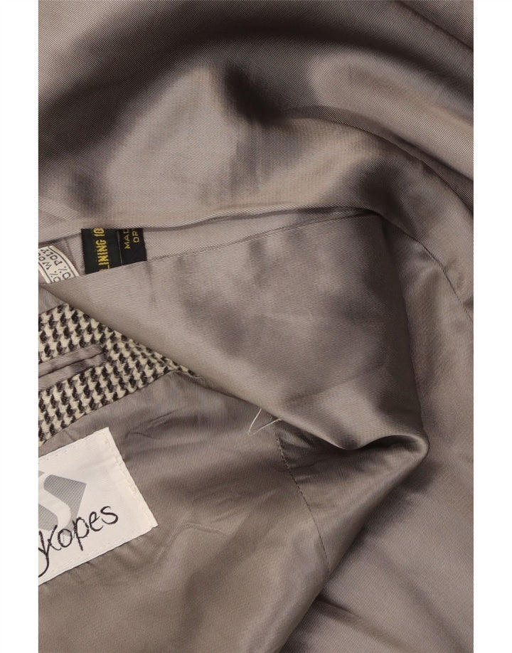 Giacca blazer vintage da uomo a 2 bottoni UK 40 grande lana pied de poule grigia