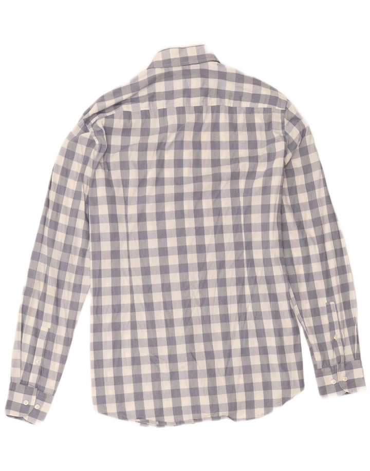 Camicia da uomo slim fit Hugo Boss taglia 15 1/2 cotone a quadri blu medio