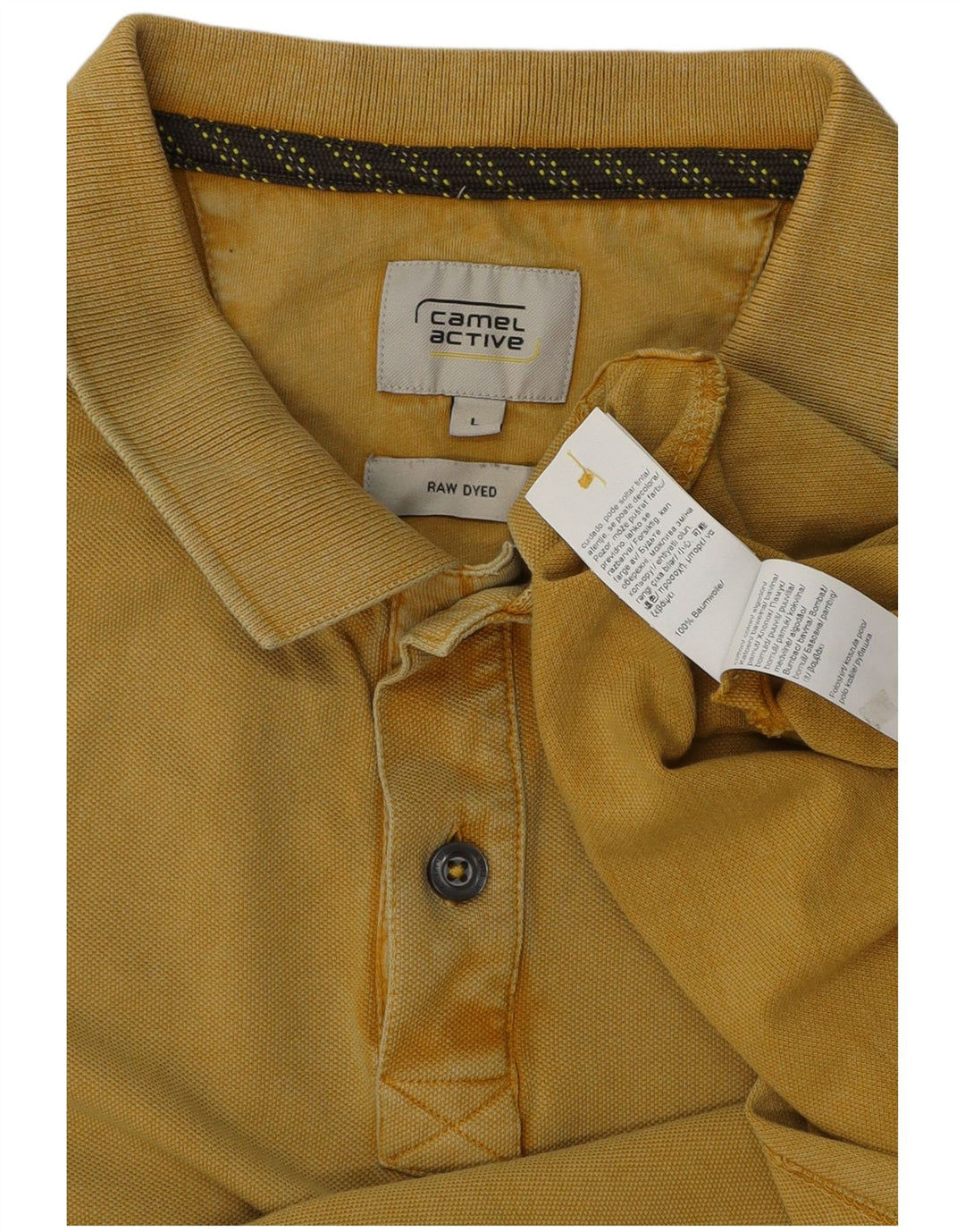 Polo da uomo Camel Active tinta grezza, grande, in cotone giallo