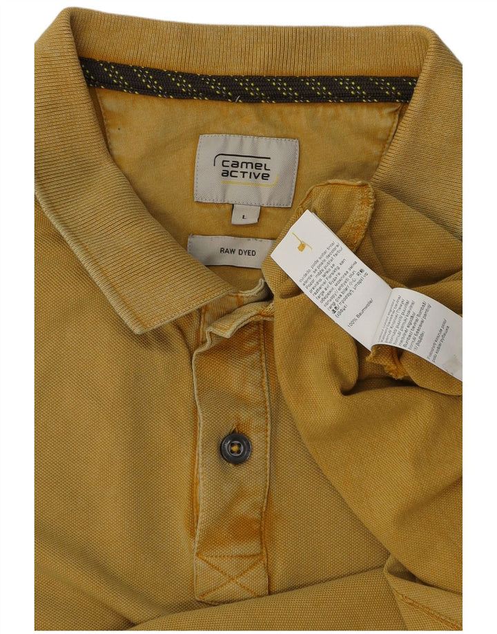 Polo da uomo Camel Active tinta grezza, grande, in cotone giallo