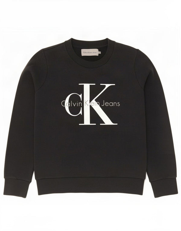 Felpa grafica da donna Calvin Klein Jeans Jumper UK 14 Medium Nero