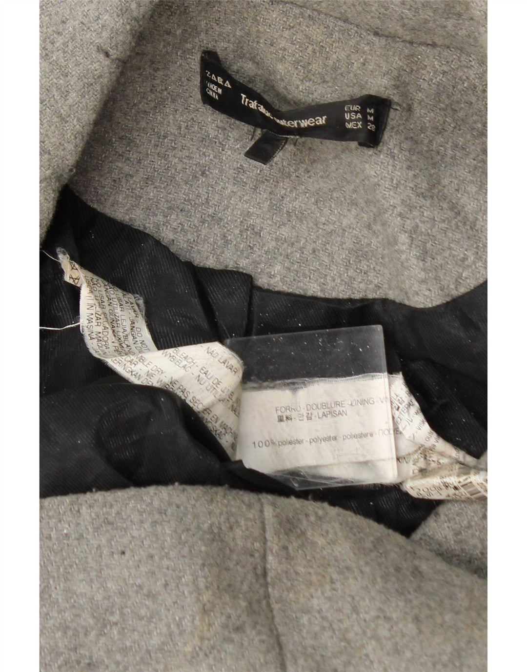 Cappotto doppiopetto da donna Zara UK 14 Poliestere grigio medio
