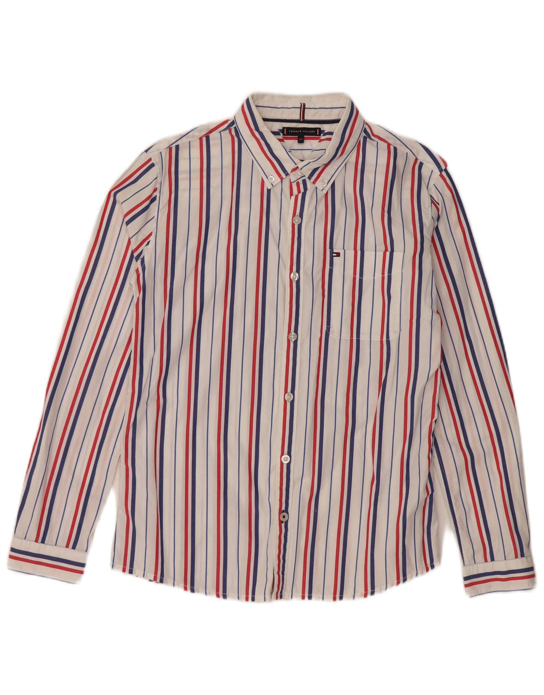 TOMMY HILFIGER Camicia Bambino 13-14 Anni Cotone Gessato Bianco