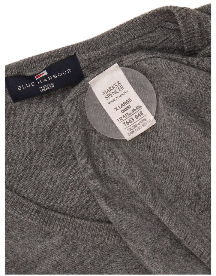 Maglione da uomo con scollo a V Marks & Spencer XL grigio acrilico