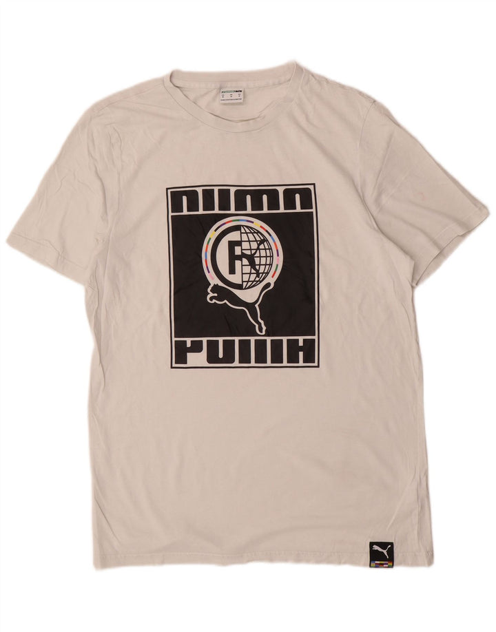 T-shirt grafica da uomo Puma Top in cotone bianco medio