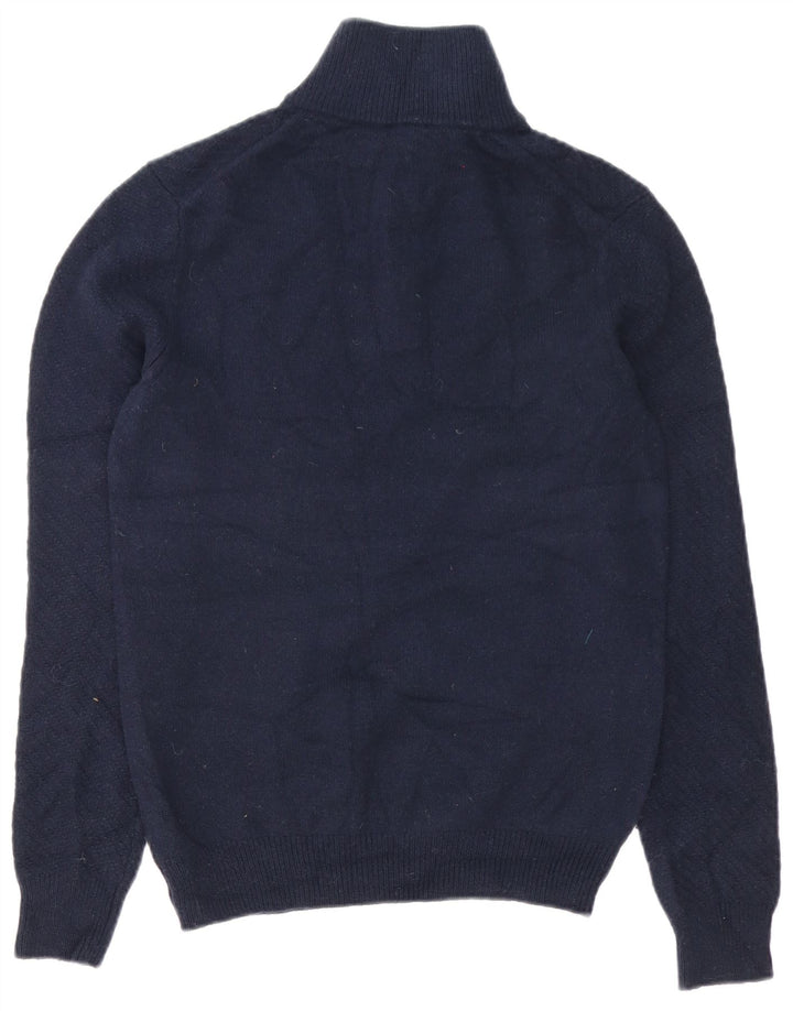 Maglione Reiss da uomo con zip e collo in lana blu navy media