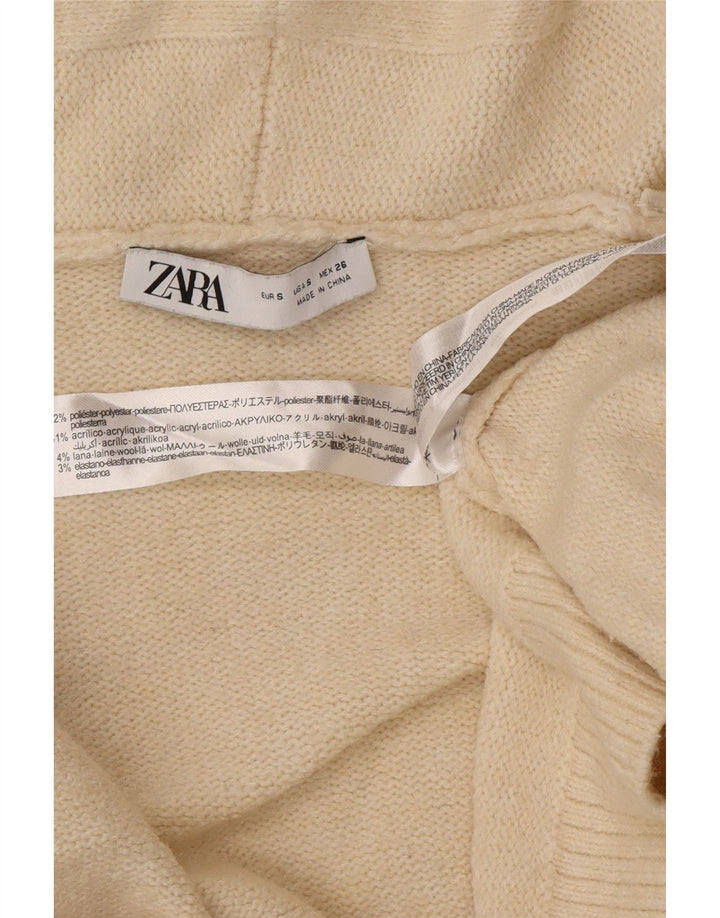Maglione cardigan aperto oversize lungo da donna Zara UK 10 piccolo bianco sporco