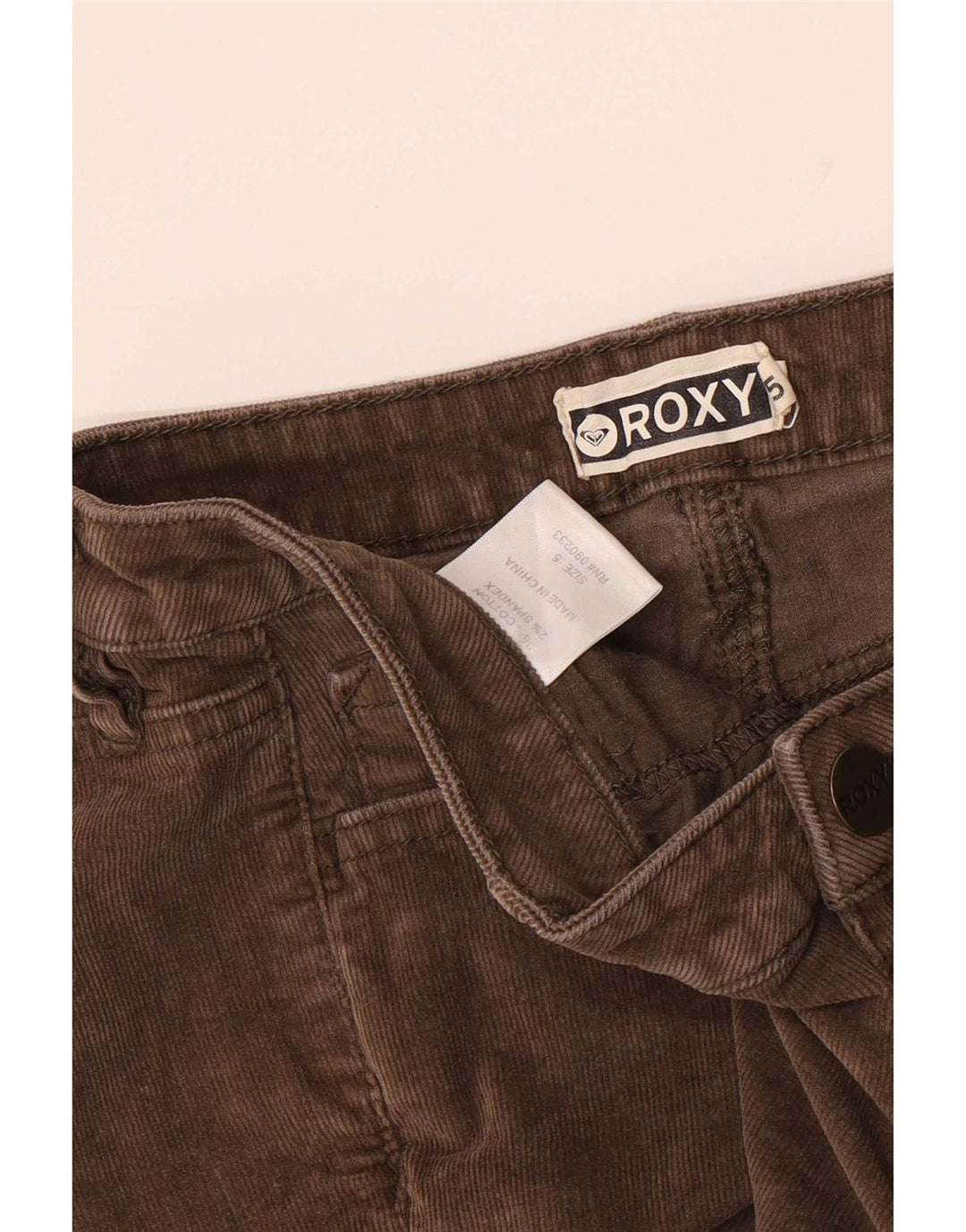 Pantaloncini di velluto a coste da donna Roxy US 5 piccoli W28 cotone marrone