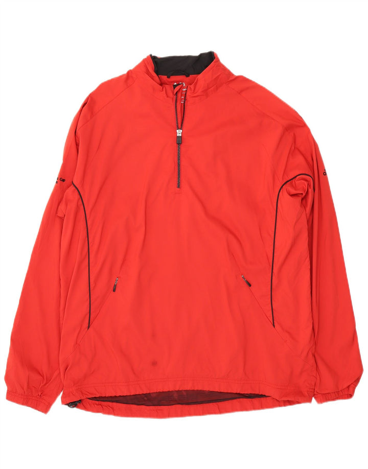 ADIDAS Mens Clima Proof Pullover Rain Jacket UK 40 Large Red Colourblock