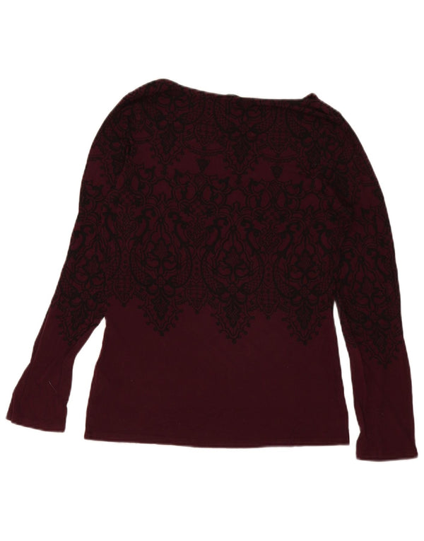 Top da donna Oasis a maniche lunghe UK 12 Viscosa Paisley bordeaux medio