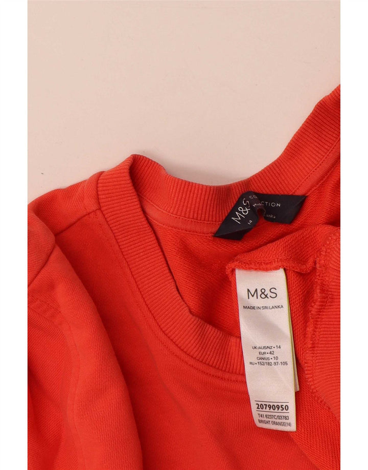 Felpa da donna Marks & Spencer Jumper UK 14 Large Orange Cotton