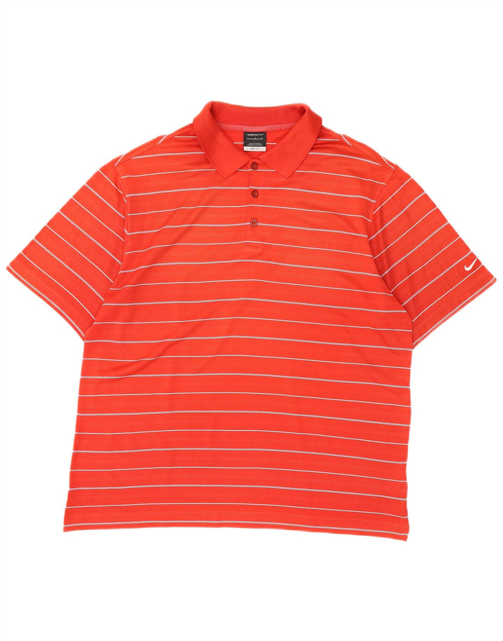 Polo Nike da uomo Dri Fit grande in poliestere a righe rosse