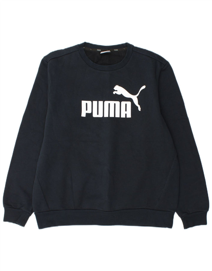 Felpa grafica da uomo Puma Maglione grande in cotone blu navy
