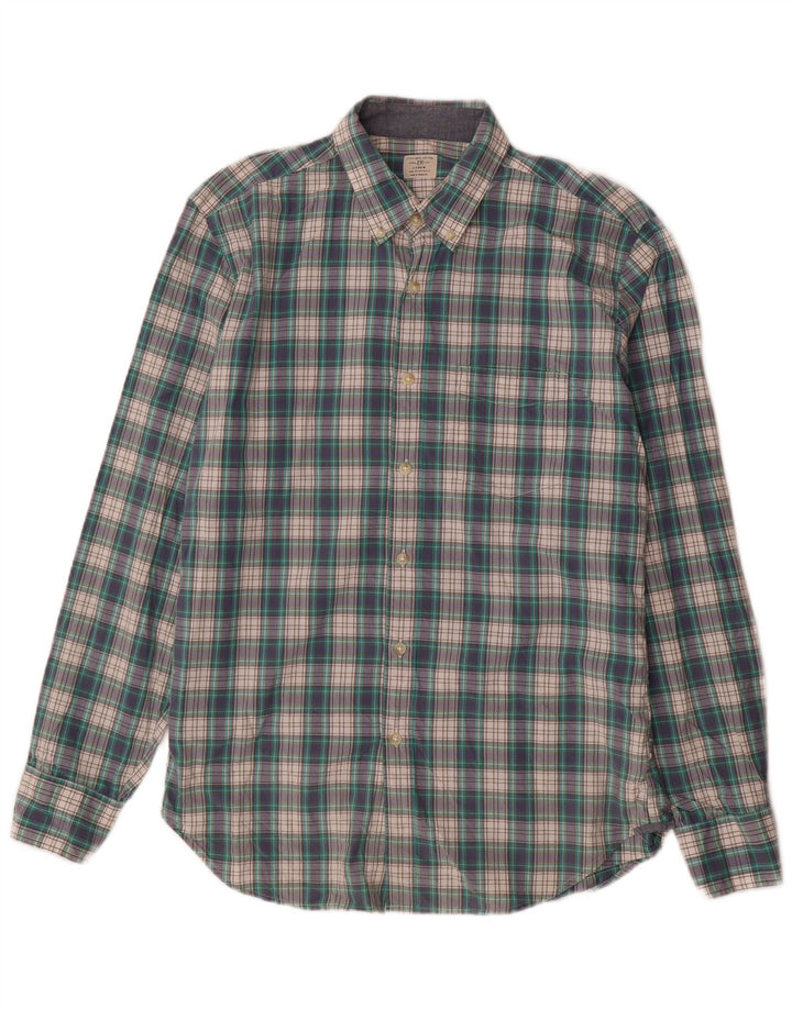 Camicia da uomo J. CREW taglia 15 1/2 cotone a quadri verde medio