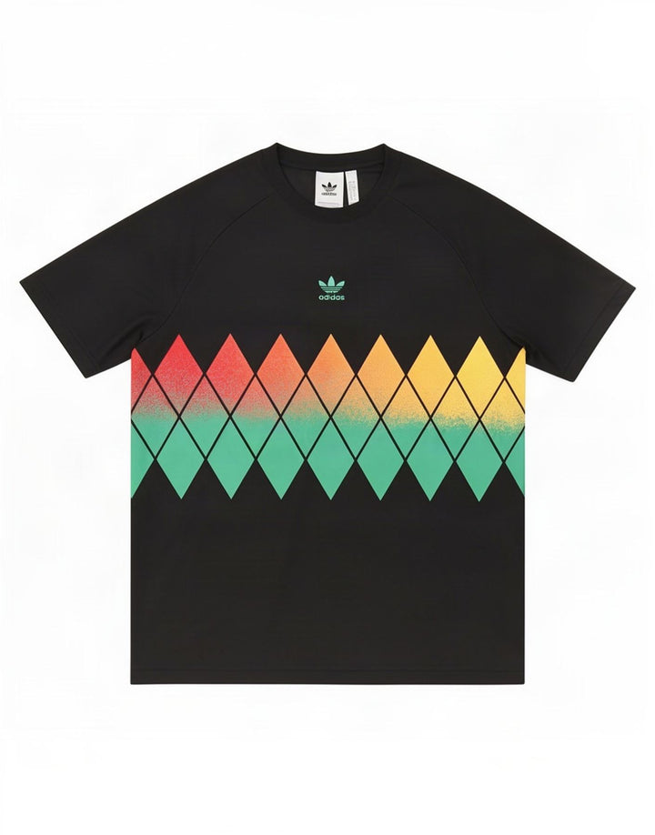 T-shirt Adidas da uomo Top Large Nero Argyle/Diamond Poliestere