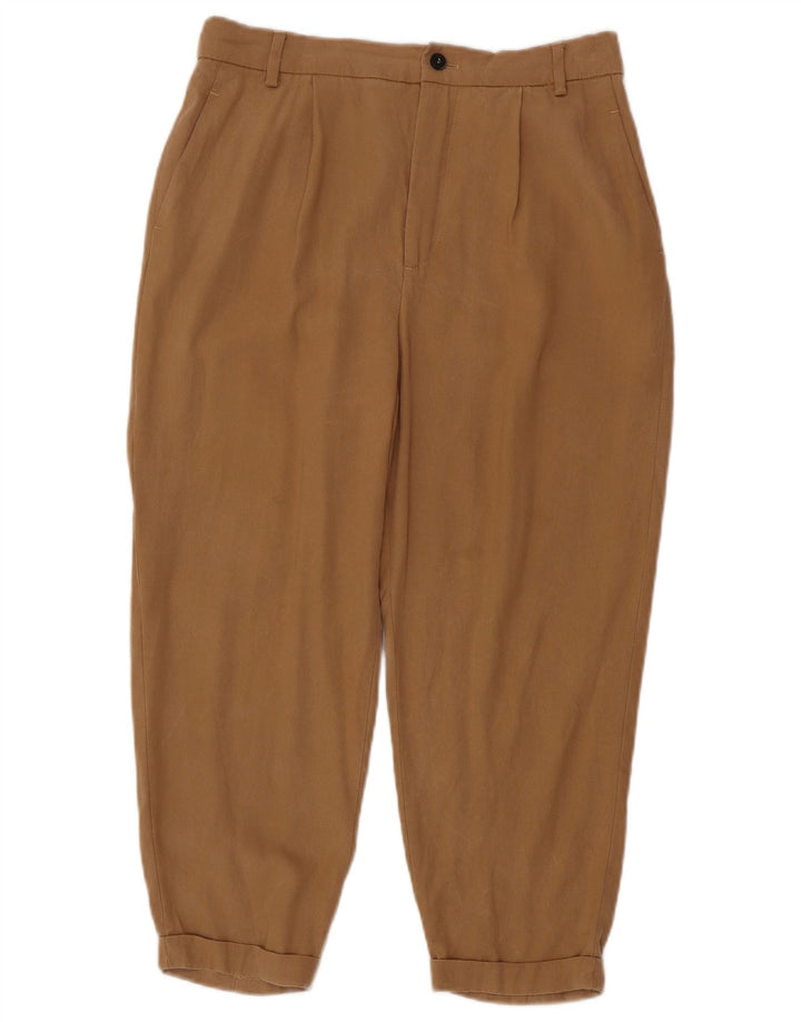 Pantaloni cropped con pegging da donna ZARA medi W28 L23 Lyocell marrone
