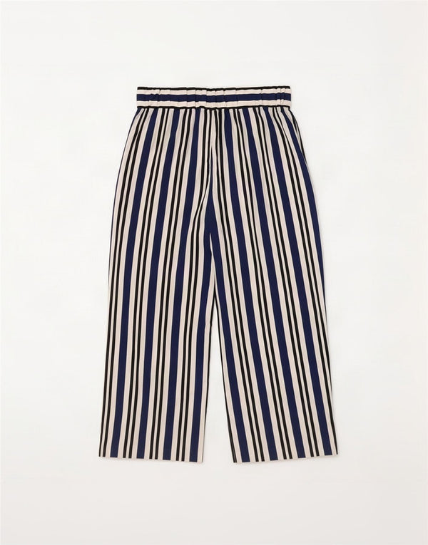 Pantaloni corti da donna Zara a gamba larga grandi W32 L25 blu navy a righe