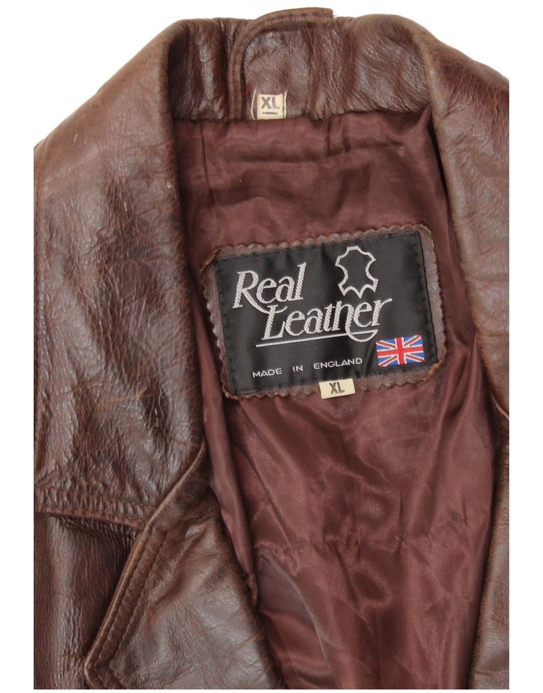 Giacca in pelle da uomo VINTAGE UK 42 XL in pelle marrone