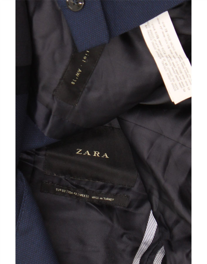 Giacca blazer da uomo a 2 bottoni Zara EU 52 grande poliestere blu navy