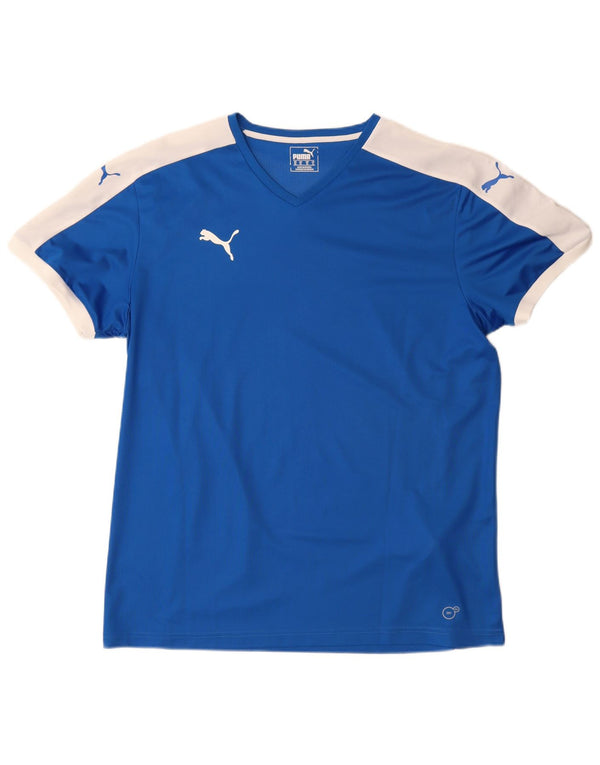 T-shirt da uomo Puma Top XL blu in poliestere color block
