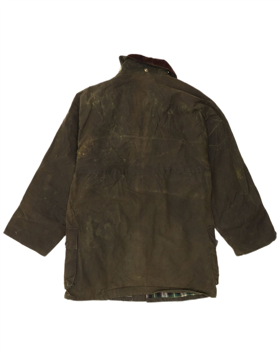 Giacca vintage da uomo in cotone cerato UK 36 piccolo quadretto verde