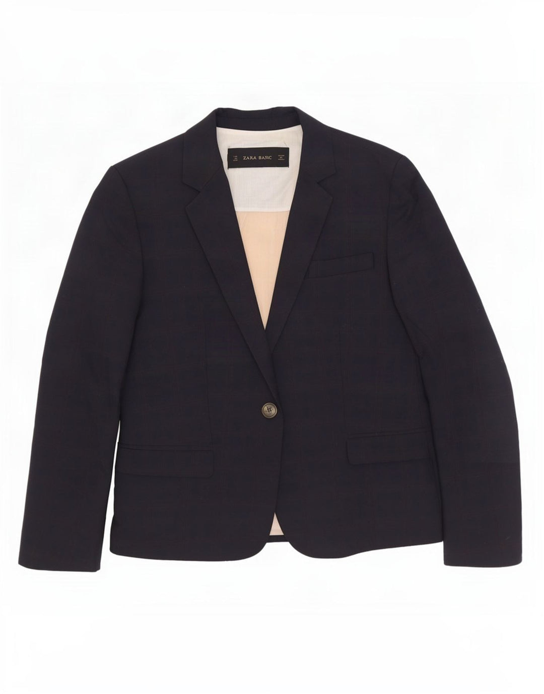 Giacca blazer a 1 bottone da donna Zara UK 12 cotone blu navy medio