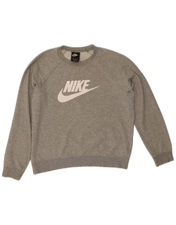 Felpa Nike da donna con grafica ampia e vestibilità ampia, UK 14, cotone grigio medio