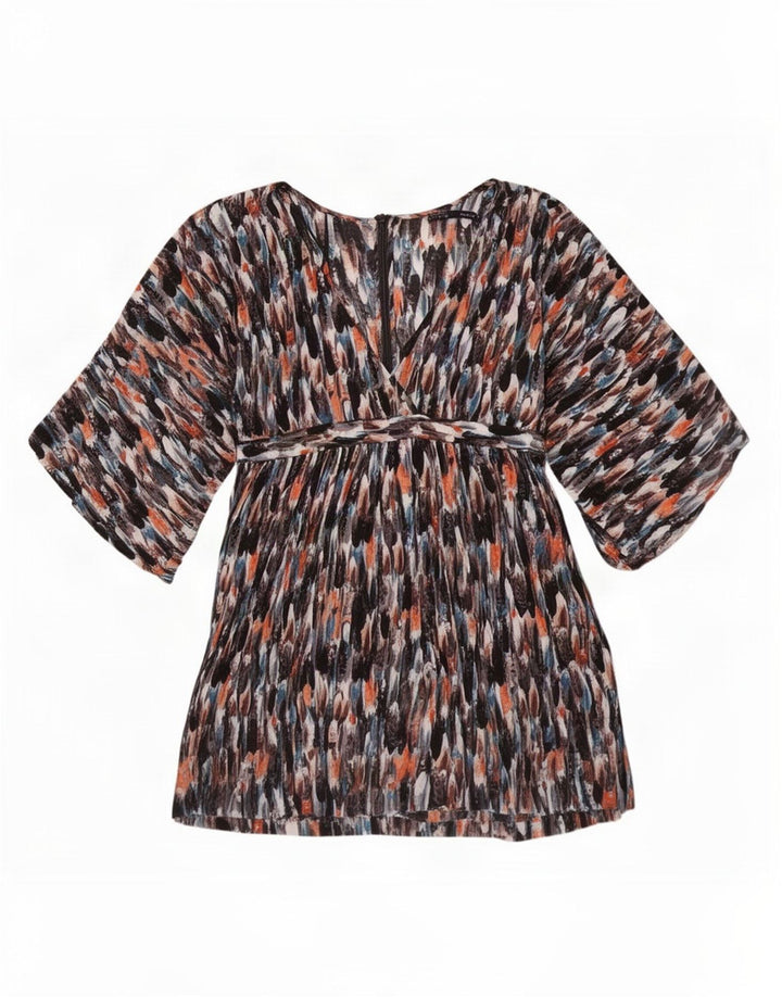 Top tunica a maniche a 3/4 da donna con motivo astratto Zara UK 14 grande multicolore