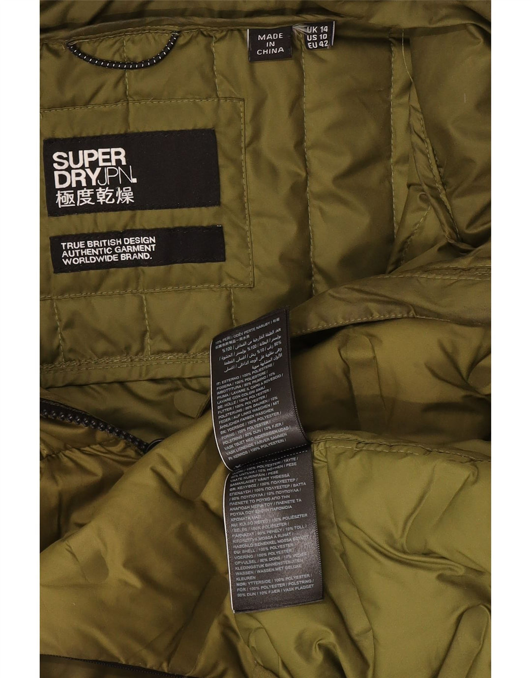 Giacca imbottita con cappuccio da uomo Superdry UK 14 Large Verde Poliestere