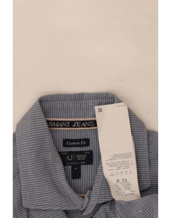 Camicia Armani Jeans da uomo su misura in cotone gessato blu medio