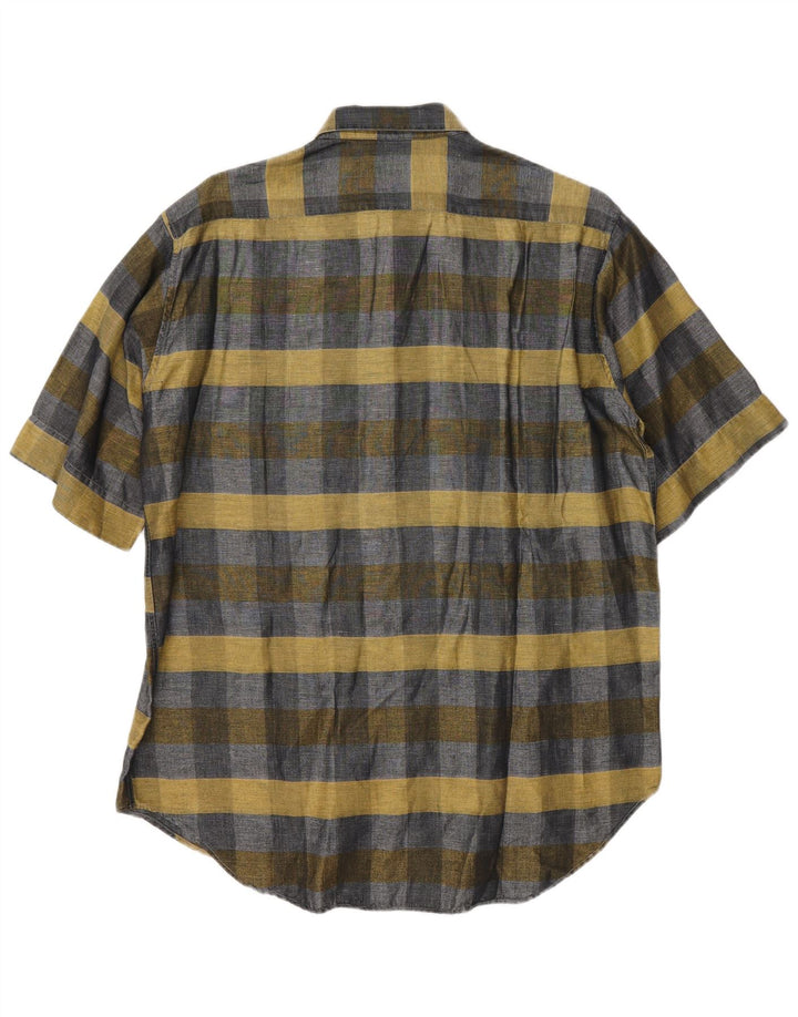 Camicia a maniche corte da uomo Sangiorgio taglia 40/15 a quadri grigio medio