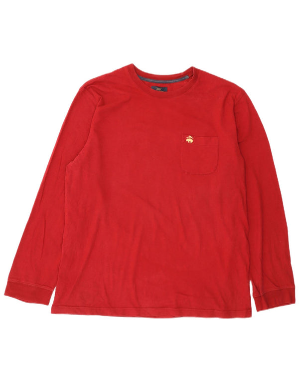 Brooks Brothers Maglia da uomo vestibilità regolare a maniche lunghe in cotone rosso grande