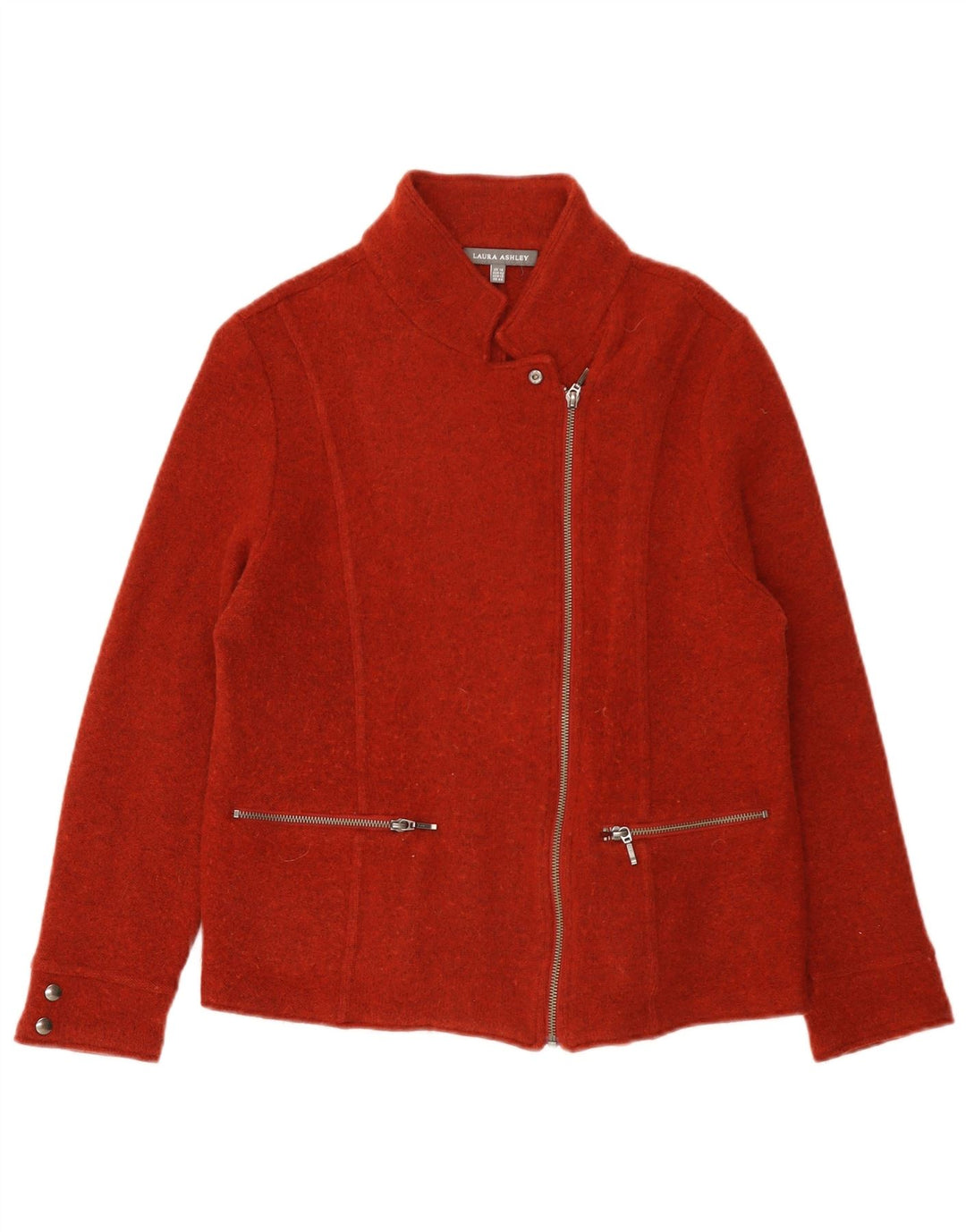 Giacca blazer con zip intera lavorata a maglia da donna Laura Ashley UK 16 Large Red Lambswool
