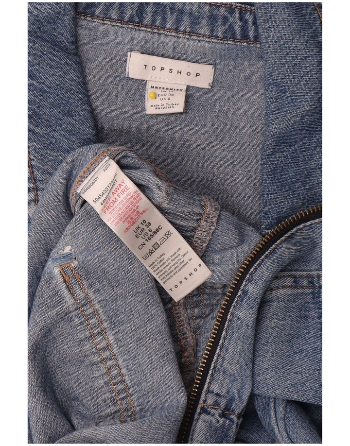 Tuta in denim oversize a maniche lunghe da donna Topshop UK 10 piccola blu